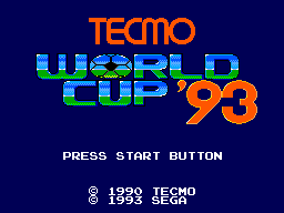 Tecmo World Cup 93 title screen for Sega Master System